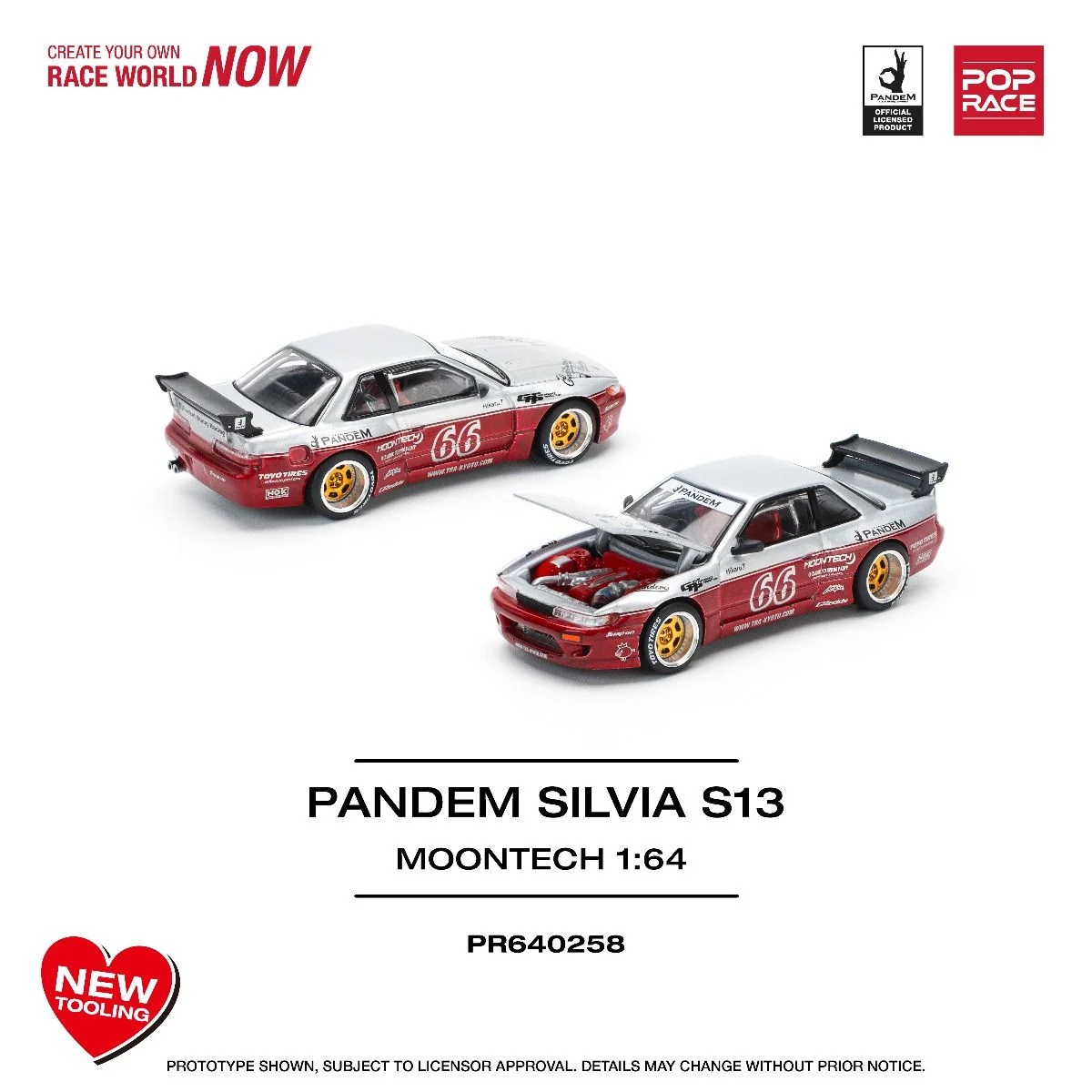 Pop Race Nissan Pandem S13 Moontech PR640258 1/64 Diecast