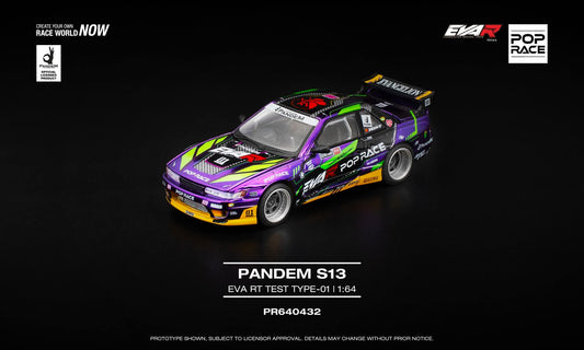 Pop Race Nissan S13 Pandem EVA RT Test Type-01 PR640432 1/64 Diecast