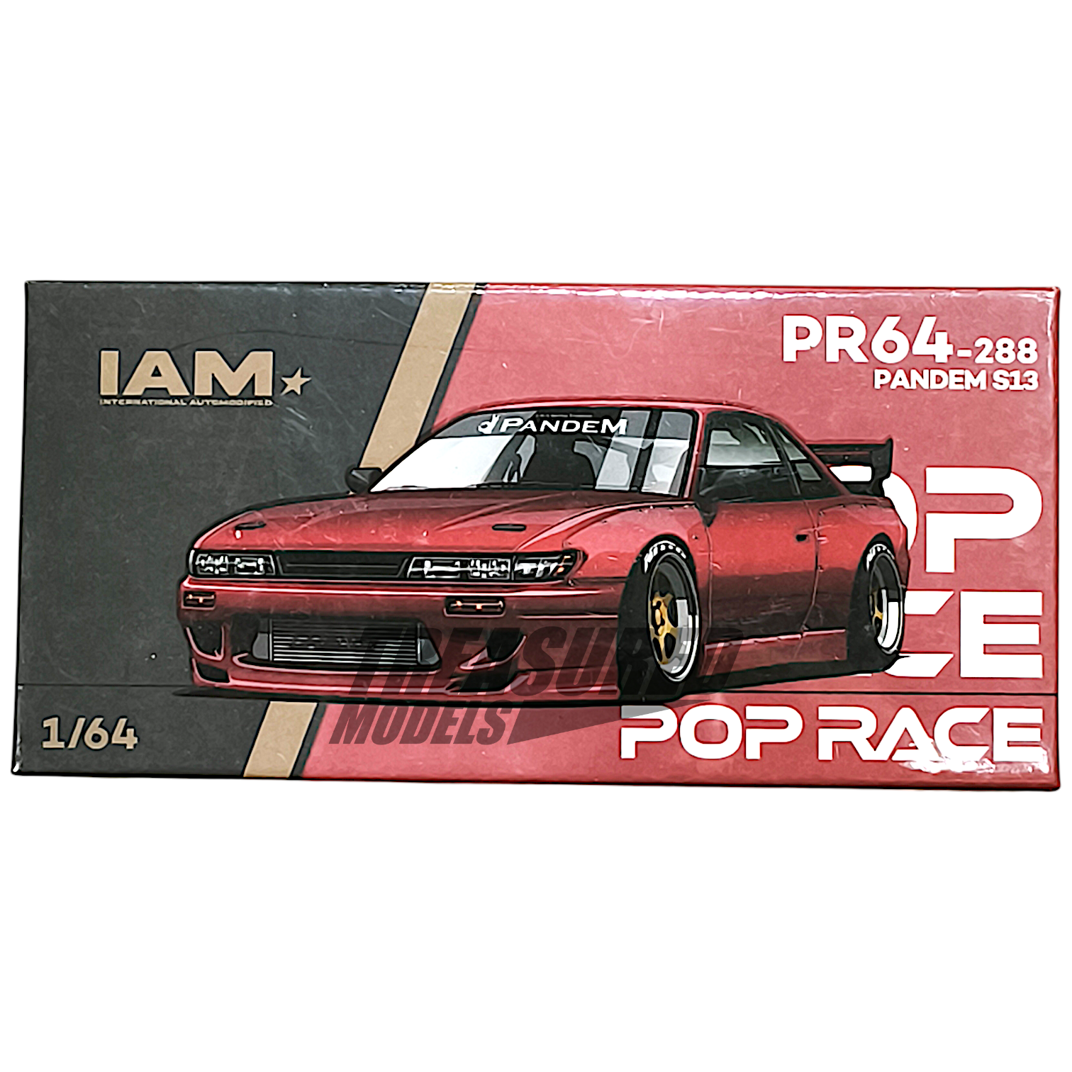 Pop Race Nissan S13 Pandem Red Chrome IAM 1/64 Diecast