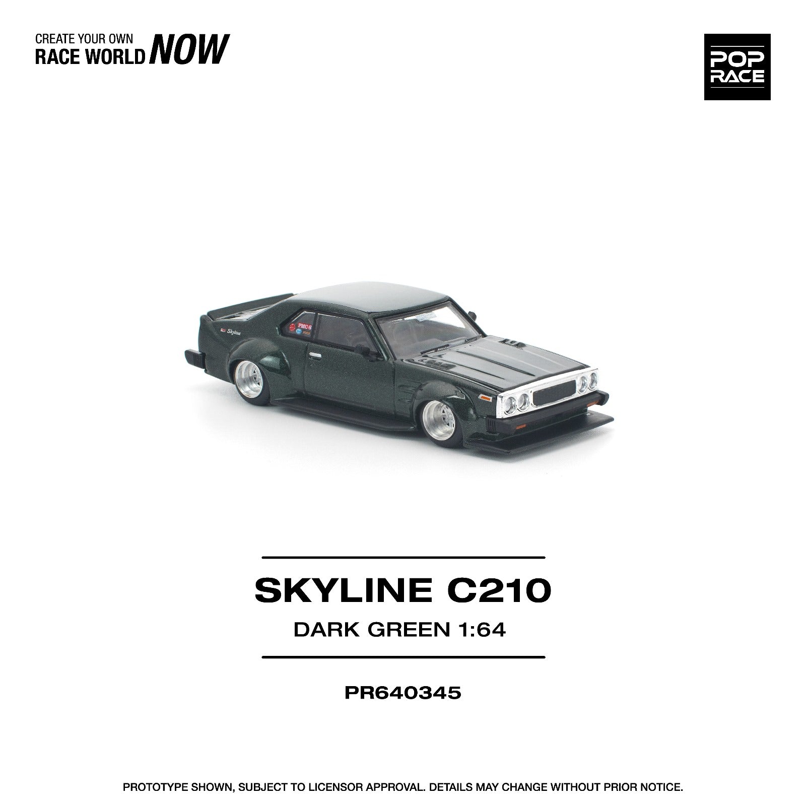 Pop Race Nissan Skyline C210 Dark Green PR640345 1/64 Die Cast