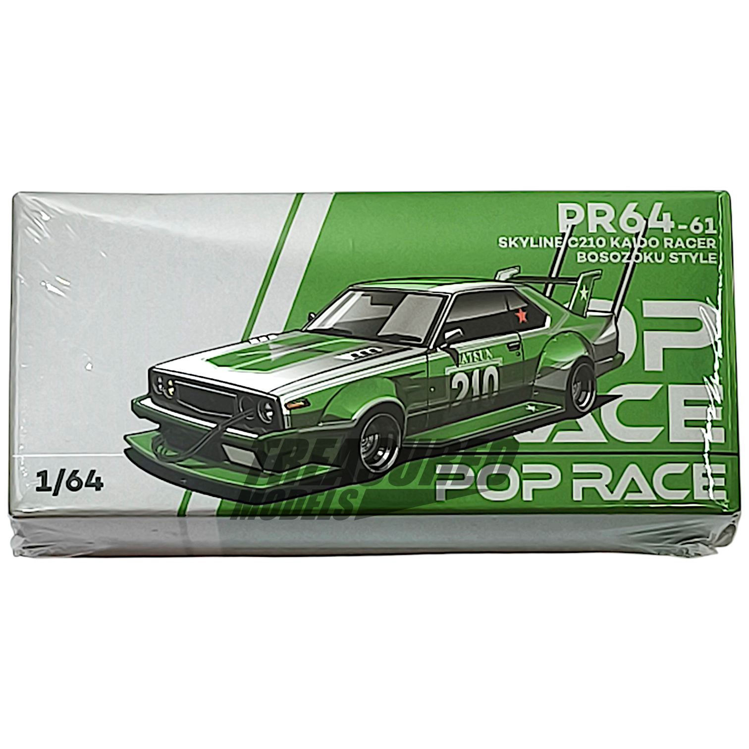 Pop Race Nissan Skyline C210 Kaido Racer Bosozoku Style Green PR640041 1/64 Diecast