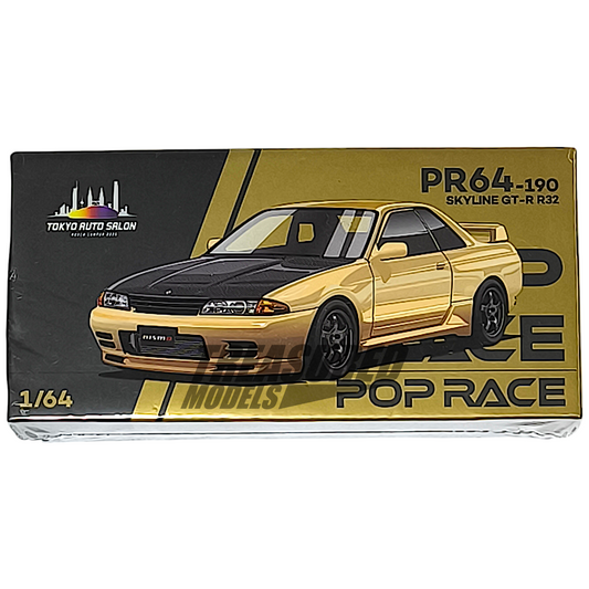 Pop Race Nissan Skyline GT-R R32 Chrome Gold TASKL 2025 PR640190 1/64 Die Cast
