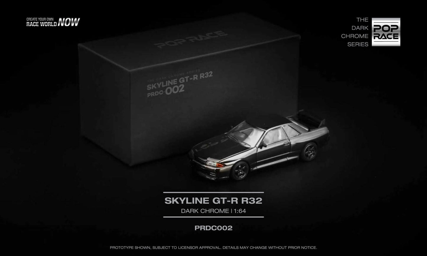 Pop Race Nissan Skyline GT-R R32 Dark Chrome PRDC002 1/64 Diecast