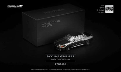 Pop Race Nissan Skyline GT-R R32 Dark Chrome PRDC002 1/64 Diecast