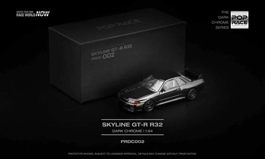 Pop Race Nissan Skyline GT-R R32 Dark Chrome PRDC002 1/64 Diecast