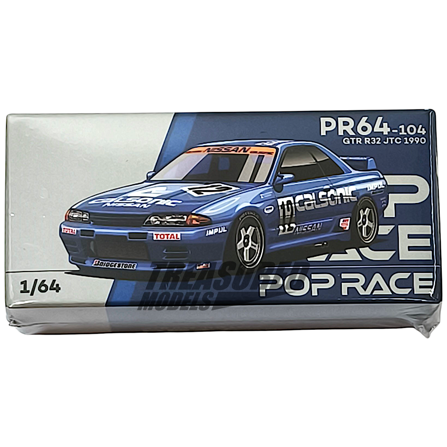 Pop Race Nissan Skyline GT-R R32 JTC 1990 Calsonic #12 PR640104 1/64 Diecast