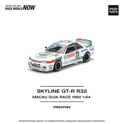 Pop Race Nissan Skyline GT-R R32 Macau Guia Race 1990 PR640194 1/64 Diecast