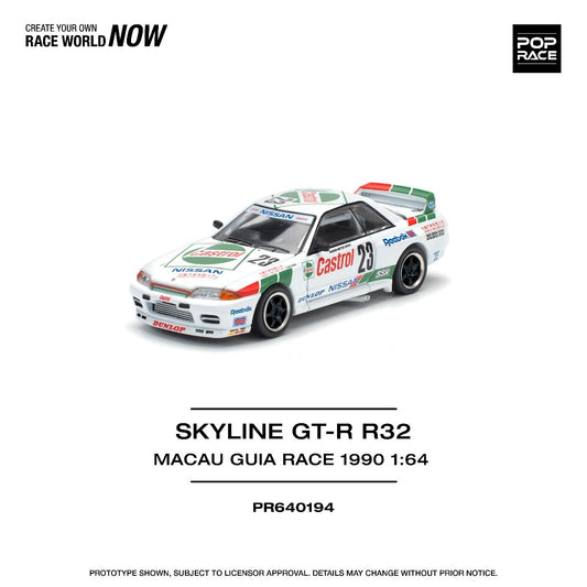 Pop Race Nissan Skyline GT-R R32 Macau Guia Race 1990 PR640194 1/64 Diecast