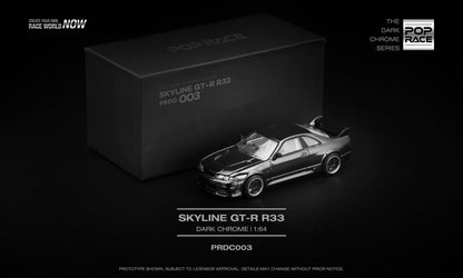 Pop Race Nissan Skyline GT-R R33 Dark Chrome PRDC003 1/64 Diecast
