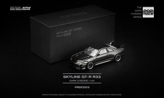 Pop Race Nissan Skyline GT-R R33 Dark Chrome PRDC003 1/64 Diecast