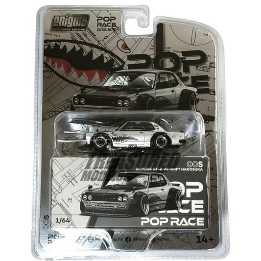 Pop Race Nissan Skyline GT-R V8 Drift (Hakosuka) Metallic Silver 1/64 Die Cast