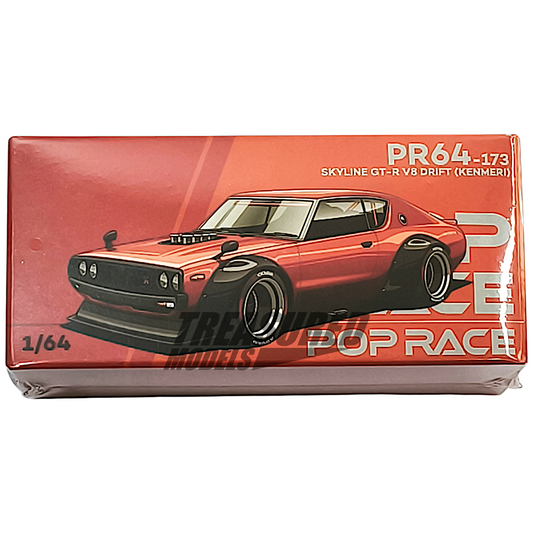 Pop Race Nissan Skyline GT-R V8 Drift Kenmeri Orange PR640173 1/64 Diecast