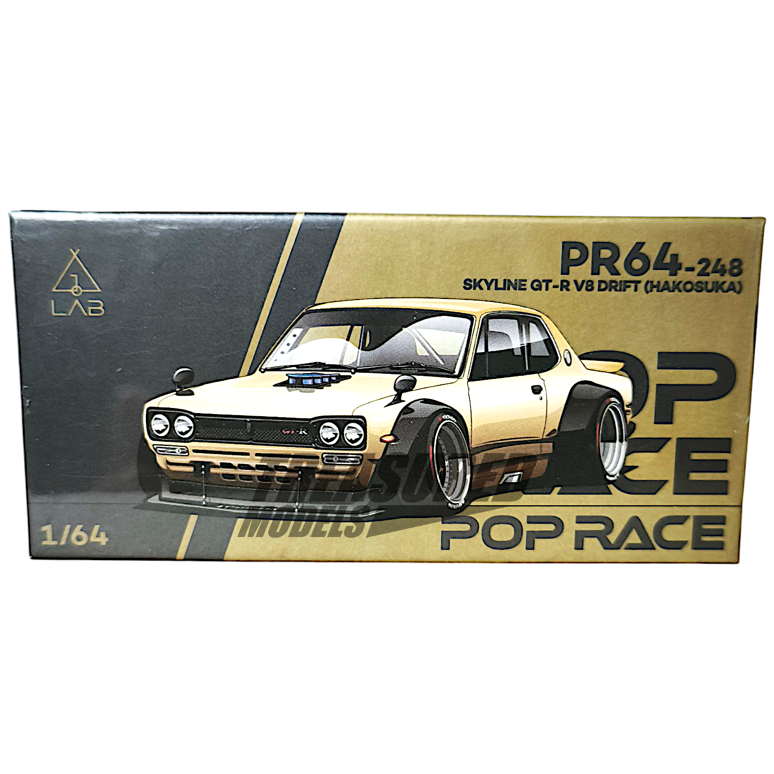 Pop Race Nissan Skyline GT-R V8 Hakosuka Gold Taiwan Edition PR640248 1/64 Diecast