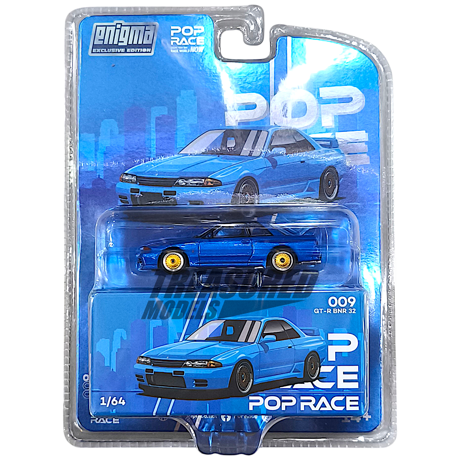 Pop Race Nissan Skyline R32 Bayside Blue Enigma Exclusive PRE009 1/64 Diecast