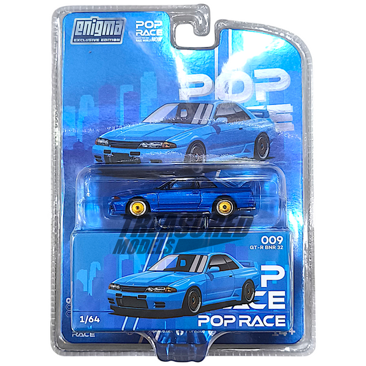 Pop Race Nissan Skyline R32 Bayside Blue Enigma Exclusive PRE009 1/64 Diecast