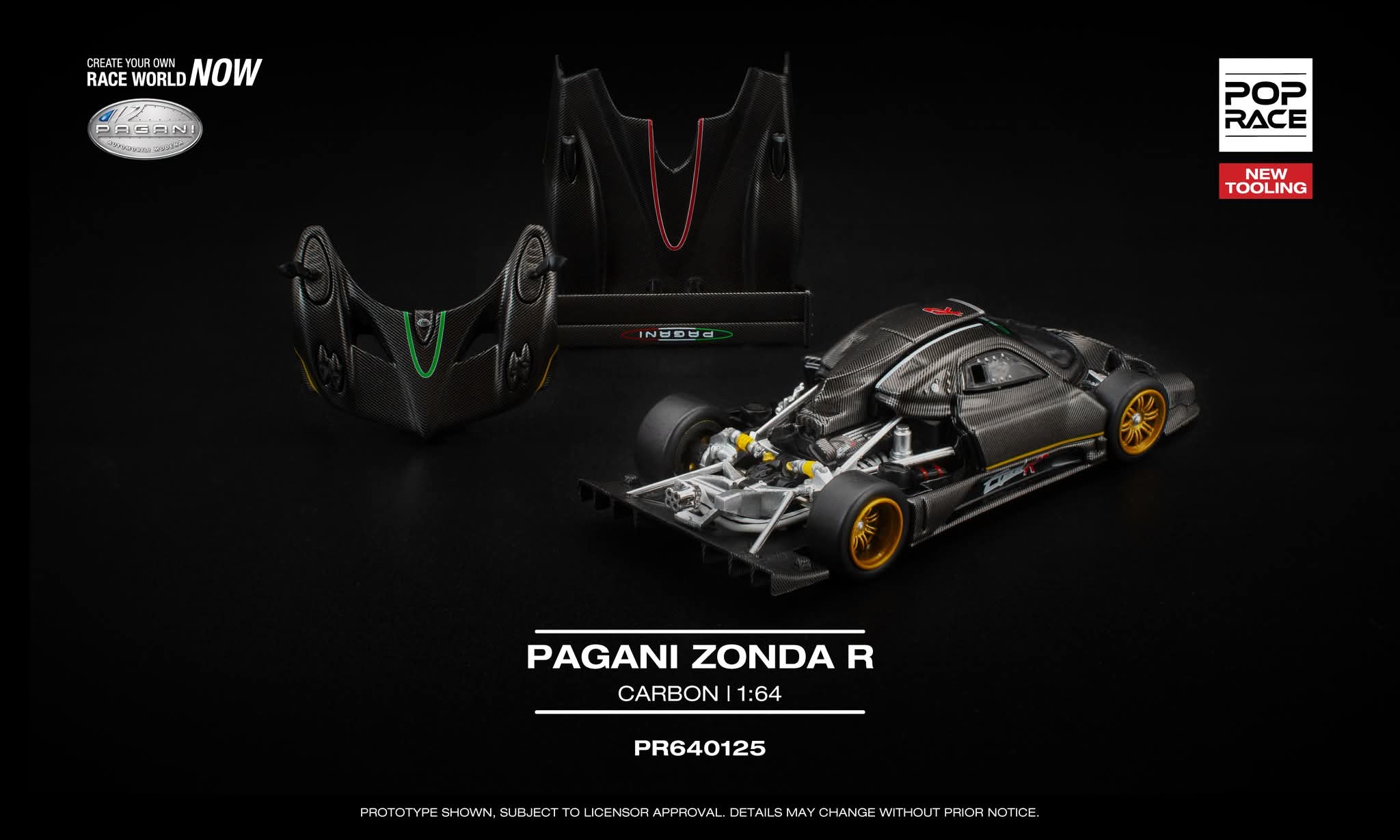 Pre-Order* Pop Race Pagani Zonda R Carbon PR640125 1/64 Diecast