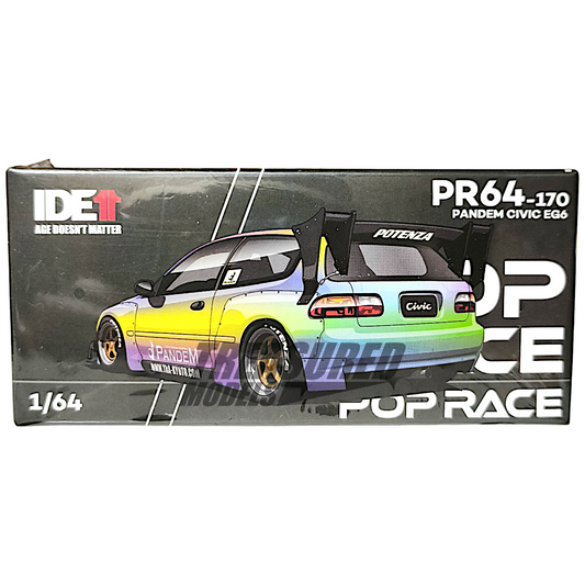Pop Race Pandem Civic EG6 Magic Chrome IDE Exclusive PR640170 1/64 Diecast