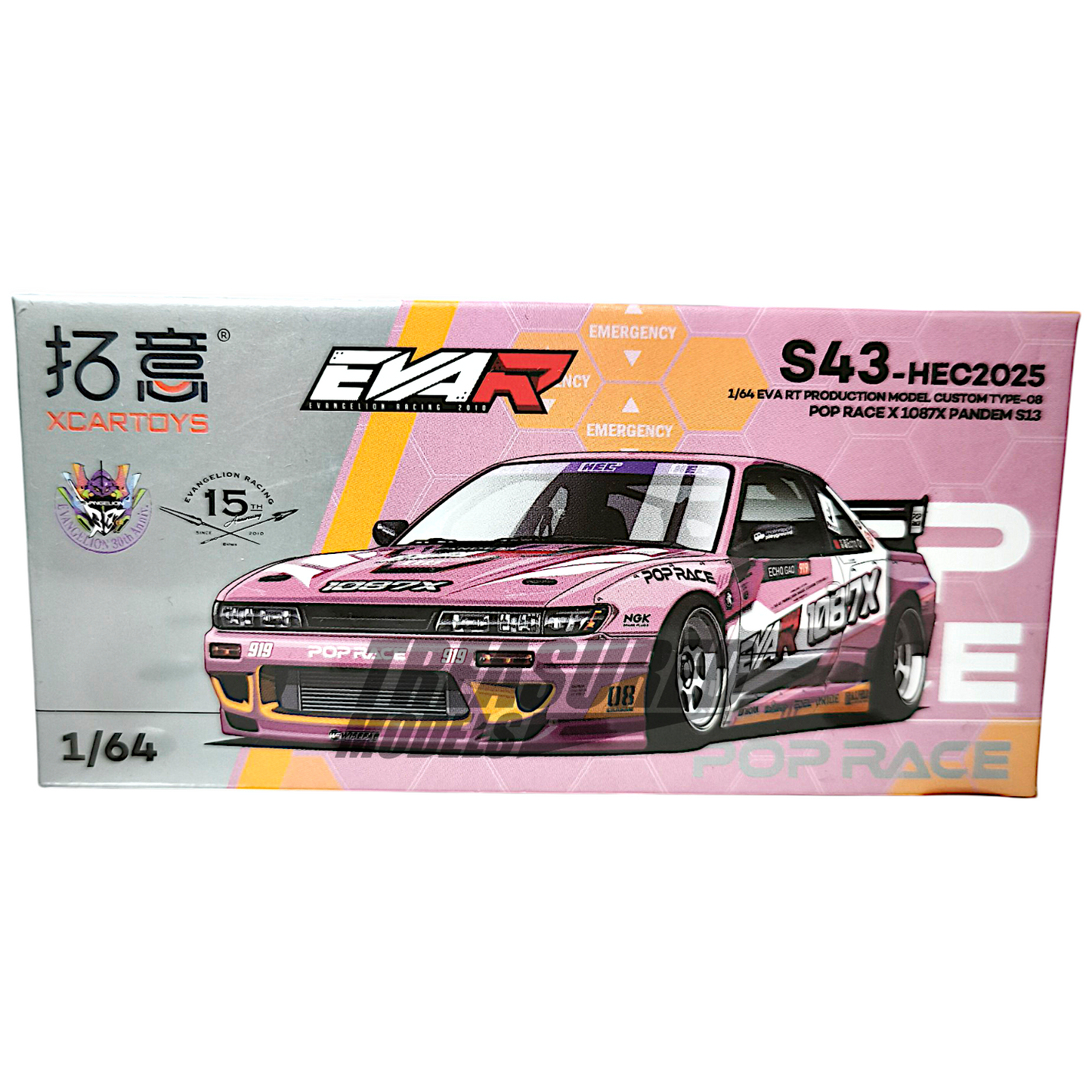 Pop Race Pandem S13 1087X EVA RT Production Model Custom Type-08 S43-HEC2025 1/64 Diecast