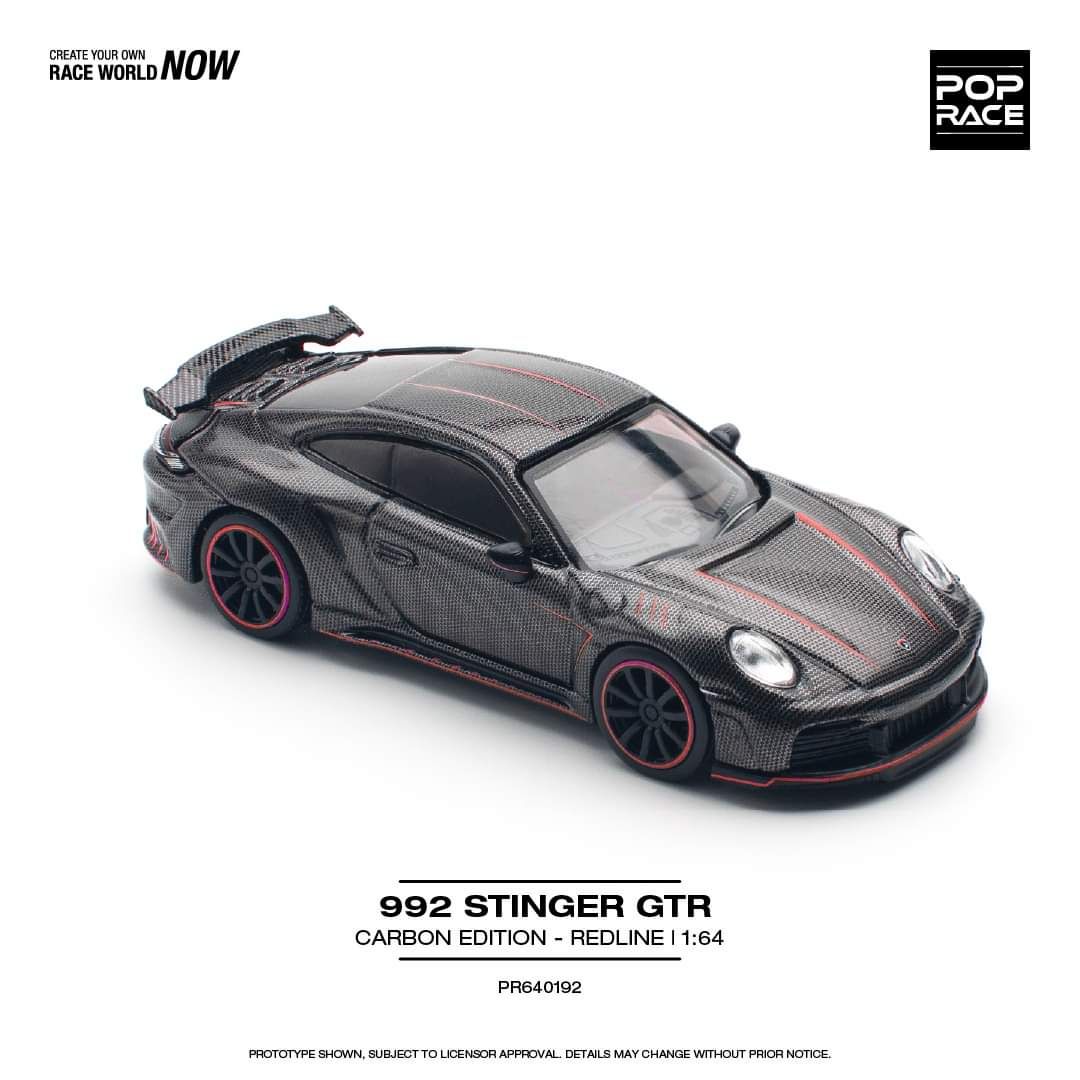 Pop Race Porsche 992 Stinger GTR Carbon Edition - Redline PR640192 1/64 Diecast