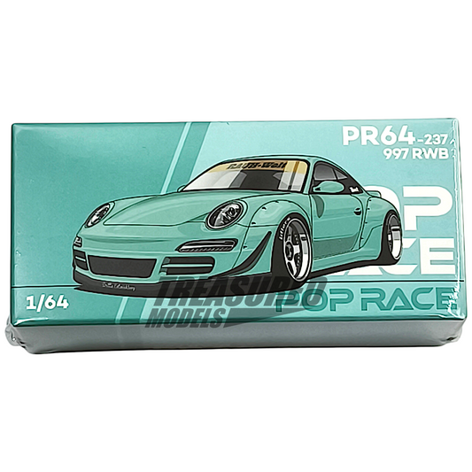 Pop Race Porsche RWB 997 Tiffany Blue PR640237 1/64 Diecast