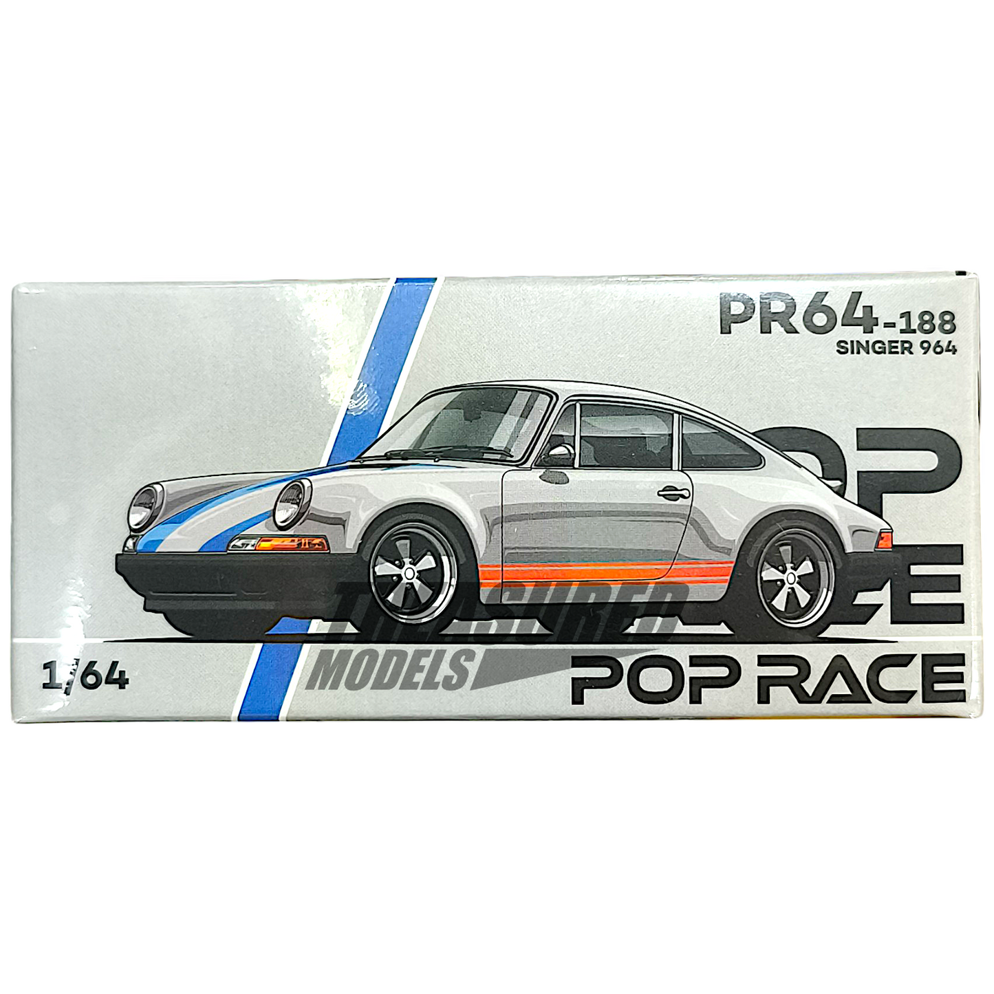 Pop Race Porsche Singer 964 Silver Blue PR640188 1/64 Die Cast