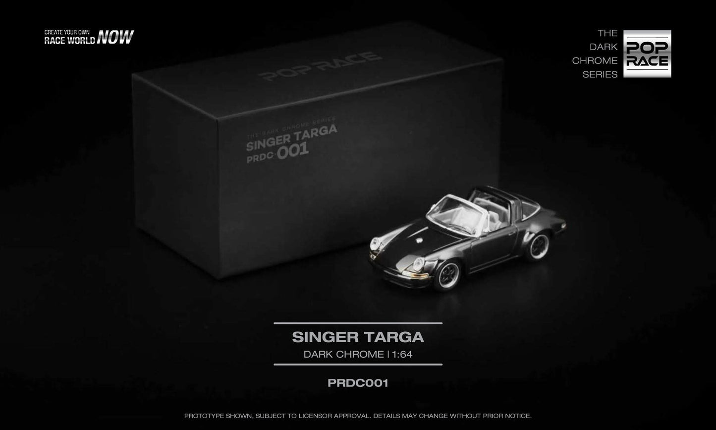 Pop Race Porsche Singer Targa Dark Chrome PRDC001 1/64 Diecast
