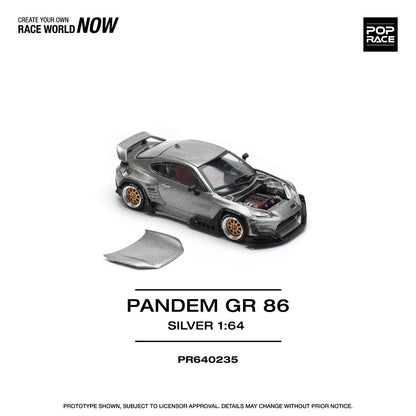 Pop Race Toyota GR86 Pandem Silver PR640235 1/64 Diecast