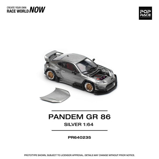 Pop Race Toyota GR86 Pandem Silver PR640235 1/64 Diecast