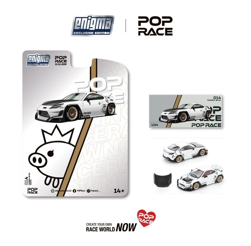 Pop Race Toyota Pandem GR86 Crystal White Pearl PRE014 1/64 Diecast