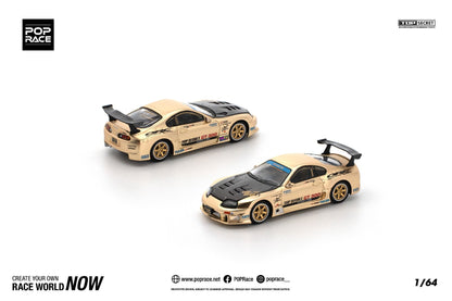 Pop Race Toyota Supra GT300 Top Secret Chrome Gold PR640277 1/64 Diecast