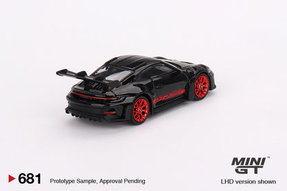 Mini GT Porsche 911 992 GT3 RS Black with Pyro Red MGT00681 1/64 Die Cast