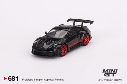 Mini GT Porsche 911 992 GT3 RS Black with Pyro Red MGT00681 1/64 Die Cast