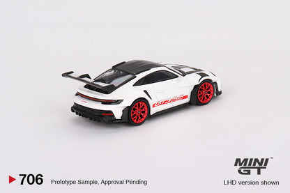 Mini GT Porsche 911 992 GT3 RS Weissach Package White with Pyro Red MGT00706 1/64 Die Cast