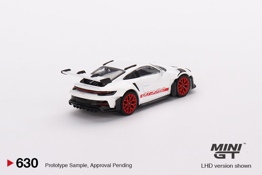 Mini GT Porsche 911 992 GT3 RS White with Pyro Red Accent Package MGT00630 1/64 Die Cast