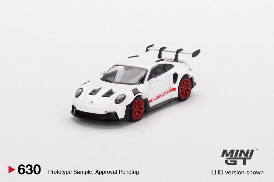 Mini GT Porsche 911 992 GT3 RS White with Pyro Red Accent Package MGT00630 1/64 Die Cast