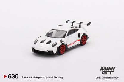 Mini GT Porsche 911 992 GT3 RS White with Pyro Red Accent Package MGT00630 1/64 Die Cast