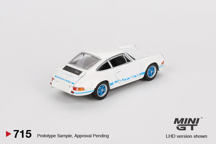 Mini GT Porsche 911 Carrera RS 2.7 Grand Prix White with Blue Livery MGT00715 1/64 Diecast