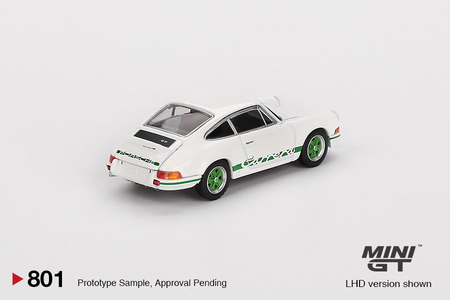 Mini GT Porsche 911 Carrera RS 2.7 Grand Prix White with Green Livery MGT00801 1/64 Die Cast