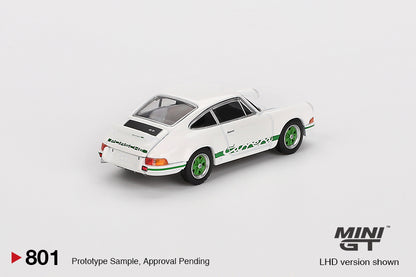 Mini GT Porsche 911 Carrera RS 2.7 Grand Prix White with Green Livery MGT00801 1/64 Die Cast