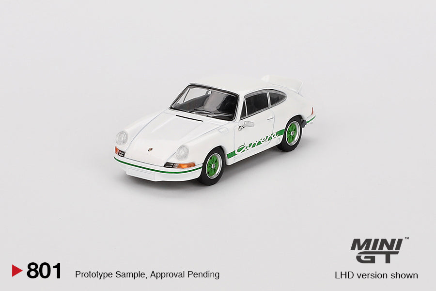 Mini GT Porsche 911 Carrera RS 2.7 Grand Prix White with Green Livery MGT00801 1/64 Die Cast