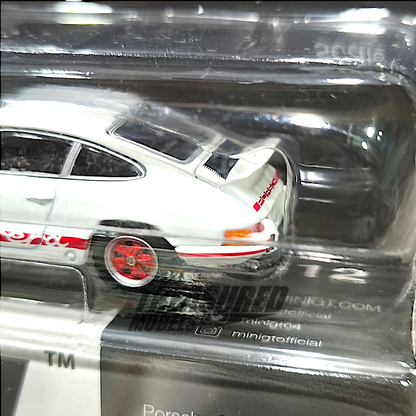 Mini GT Porsche 911 Carrera RS 2.7 Grand Prix White with Red Livery Blister Packaging MGT00612 1/64 Diecast