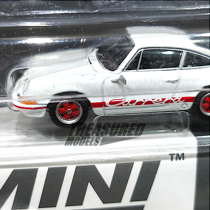 Mini GT Porsche 911 Carrera RS 2.7 Grand Prix White with Red Livery Blister Packaging MGT00612 1/64 Diecast