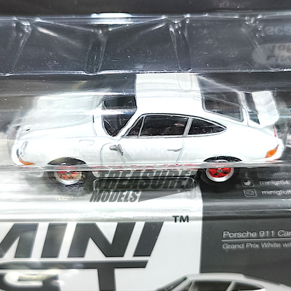 Mini GT Porsche 911 Carrera RS 2.7 Grand Prix White with Red Livery Blister Packaging MGT00612 1/64 Diecast