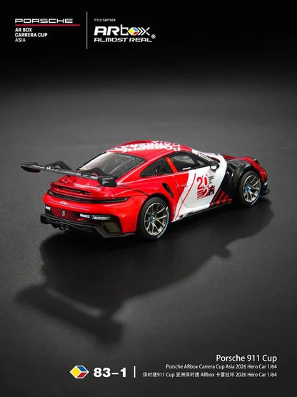 ALMOST REAL AR Box Porsche 911 Cup Porsche ARBox Carrera Cup Asia 2026 Hero Car 83-1 640010001 1/64 Diecast