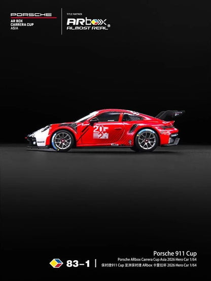 ALMOST REAL AR Box Porsche 911 Cup Porsche ARBox Carrera Cup Asia 2026 Hero Car 83-1 640010001 1/64 Diecast