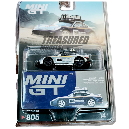 Mini GT CHASE Porsche 911 Dakar Rallye Design Package White Gentian Blue Metallic MGT00805 1/64 Die Cast