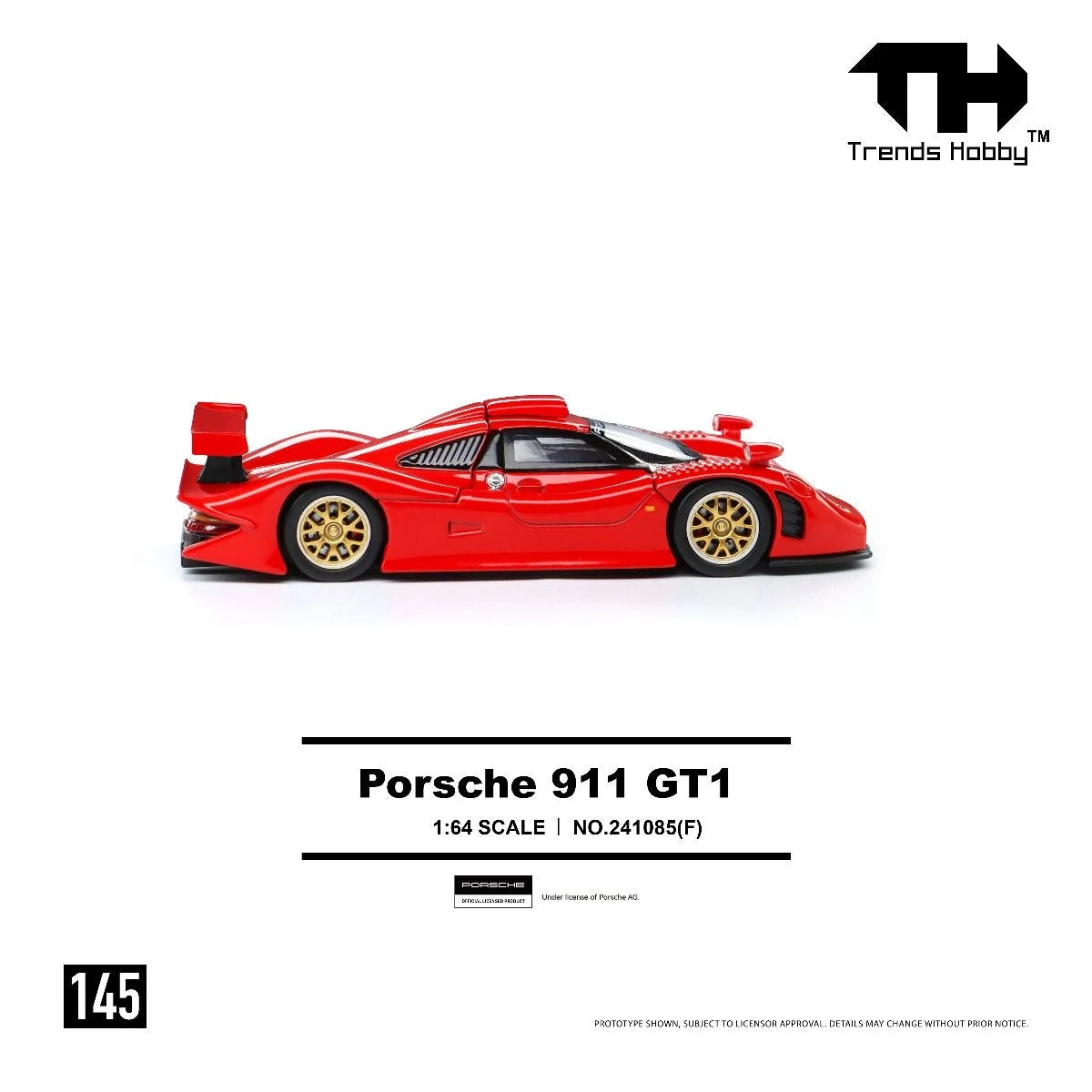 [Pre-Order] Trends Hobby Porsche 911 GT1 1998 - Red 241085F 1/64 Diecast