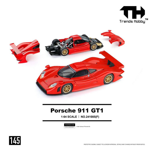 [Pre-Order] Trends Hobby Porsche 911 GT1 1998 - Red 241085F 1/64 Diecast