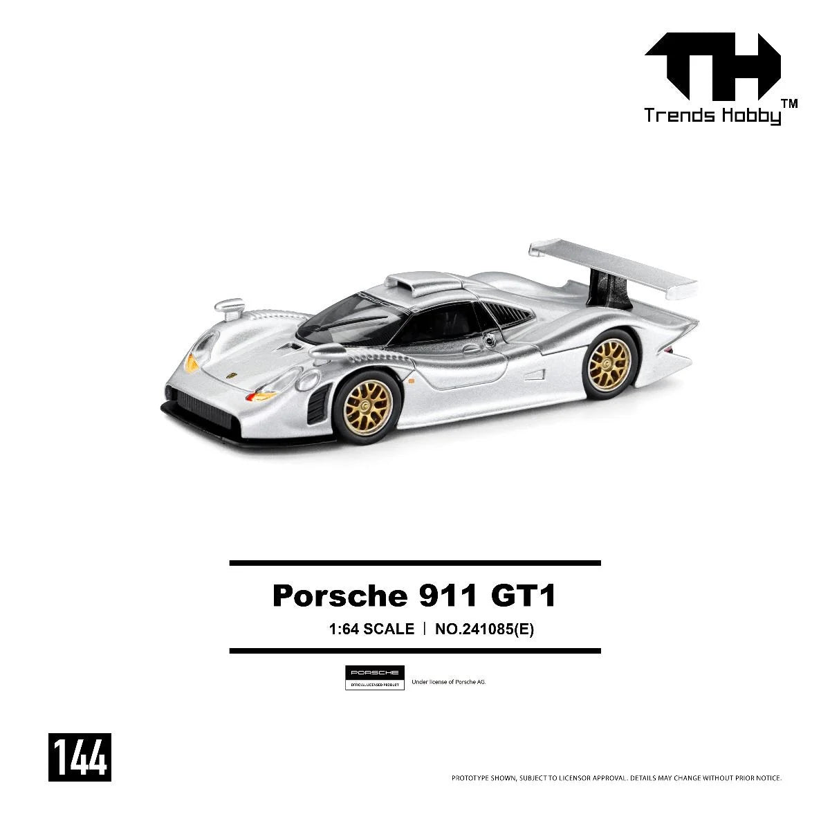 [Pre-Order] Trends Hobby Porsche 911 GT1 1998 - Sliver 241085E 1/64 Diecast