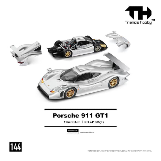 [Pre-Order] Trends Hobby Porsche 911 GT1 1998 - Sliver 241085E 1/64 Diecast